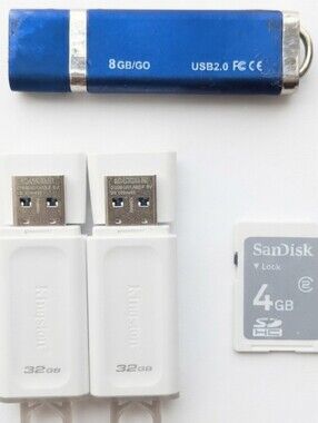 Lot of 4 Tech Storage Media USB Flash Drives & SD Card Kingston SanDisk